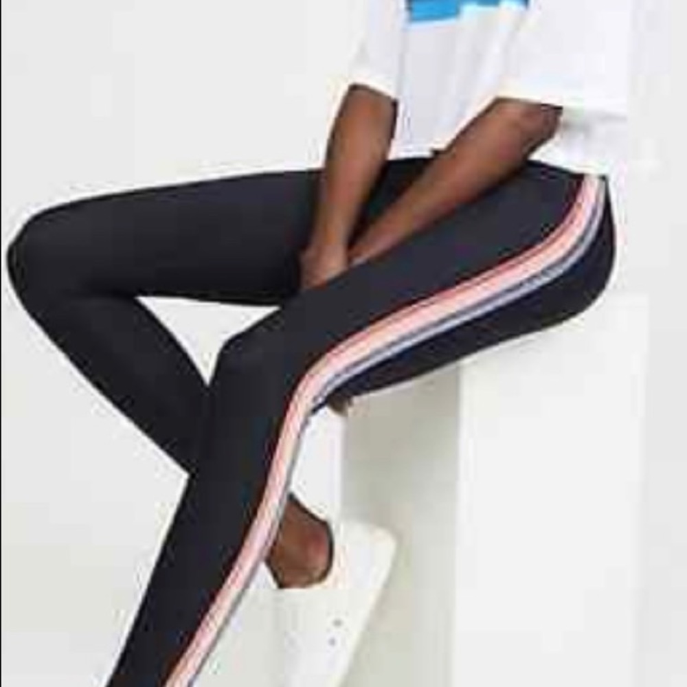 Spiritual Gangster Black/Rainbow Stripe leggings